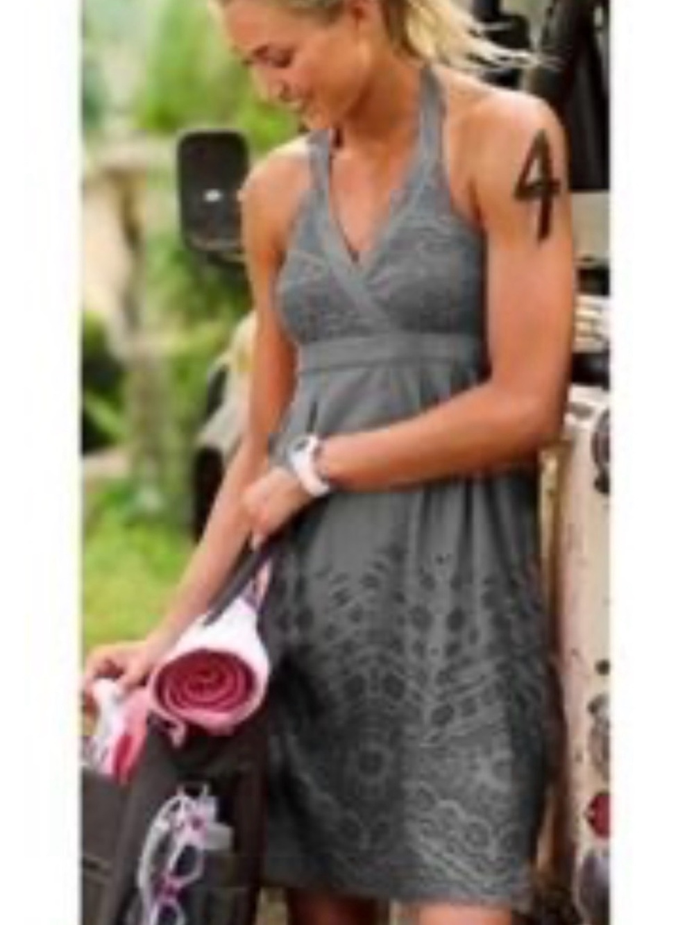Athleta Balda Burnout Halter Floral-Print Mini Dress
